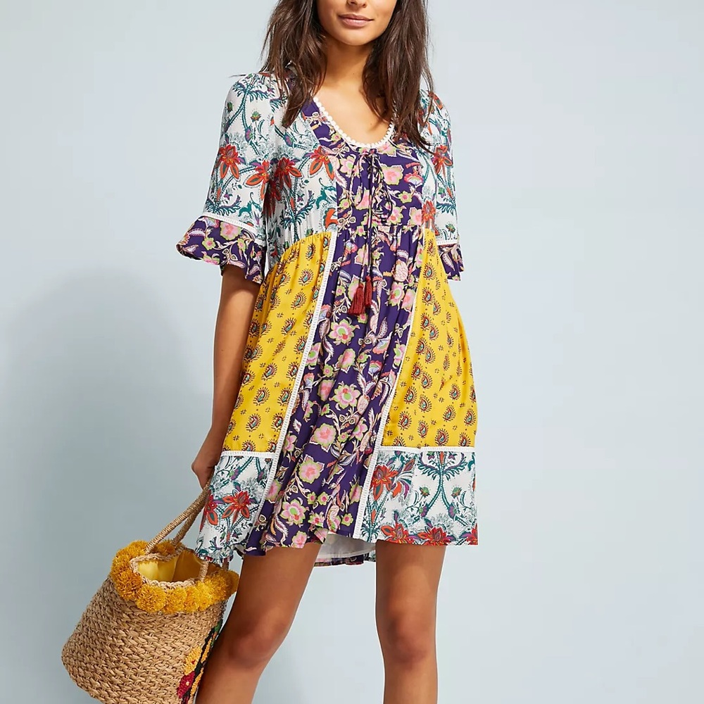 Anthropologie Lilka | Patchwork Trapeze Dress